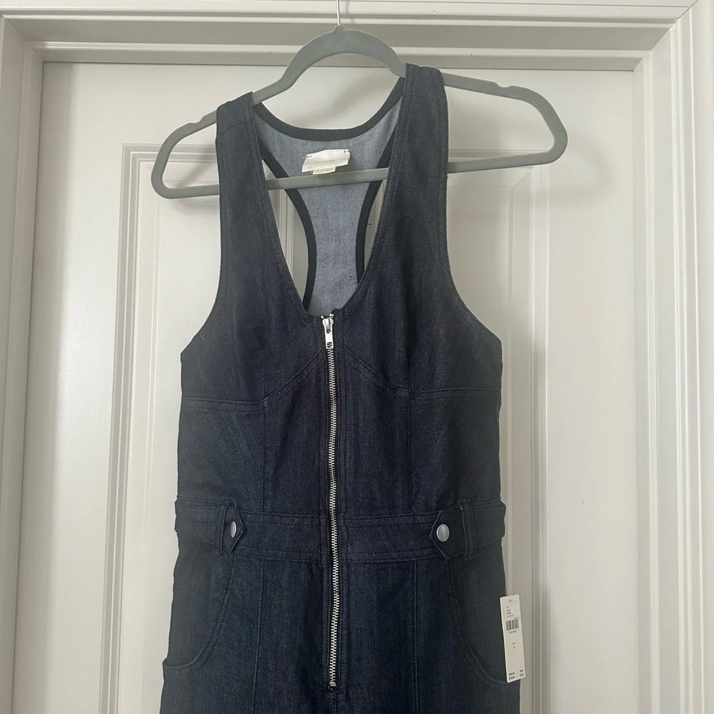 Maeve Anthropologie Sleeveless V-Neck Flare Denim Jumpsuit - Picture 5 of 7